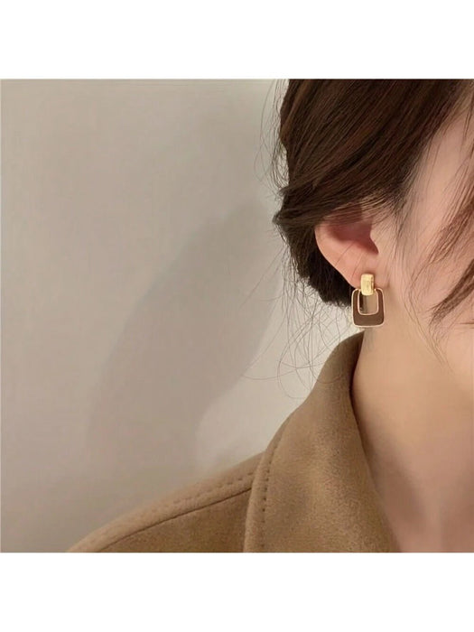 SHEIN 1 par de Elegantes pendientes de botón de estilo geométrico simple - Quierox - Tienda Online