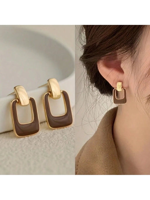 SHEIN 1 par de Elegantes pendientes de botón de estilo geométrico simple - Quierox - Tienda Online