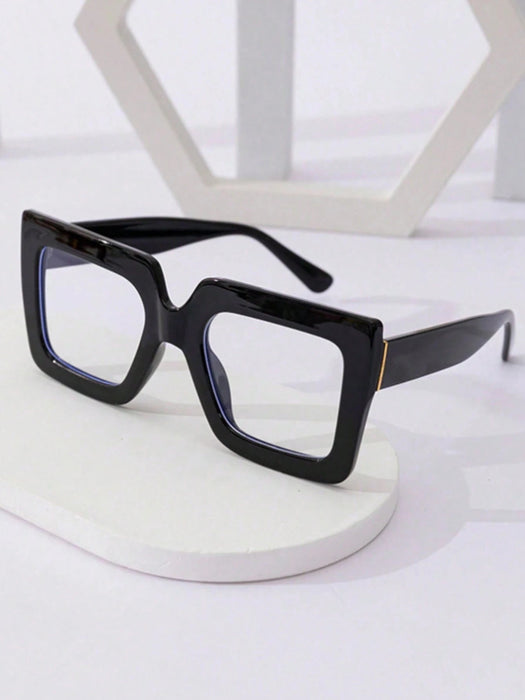 SHEIN 1 par de gafas cuadradas de plástico para mujer, montura extragrande - Quierox - Tienda Online