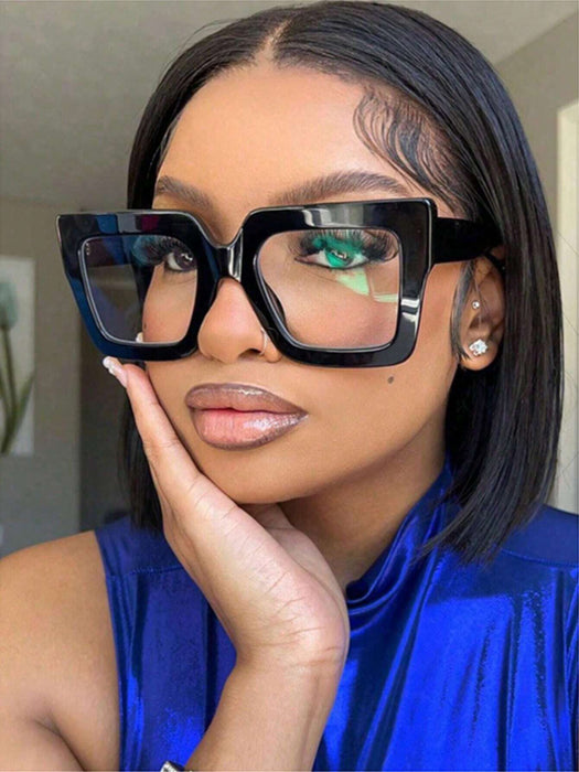 SHEIN 1 par de gafas cuadradas de plástico para mujer, montura extragrande - Quierox - Tienda Online