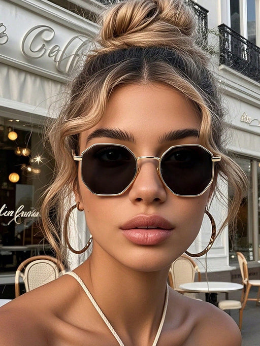SHEIN 1 par de gafas de moda con marco metálico geométrico para mujeres - Quierox - Tienda Online