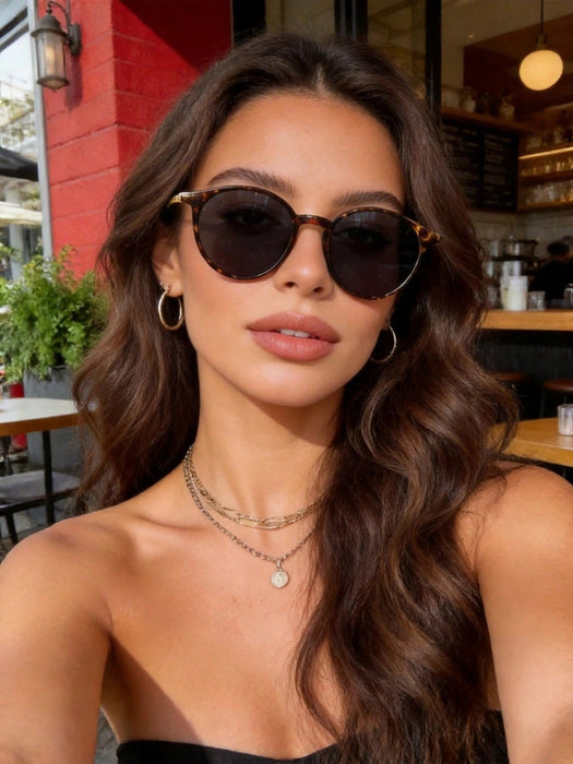 SHEIN 1 par de gafas de moda retro redondas para mujer - Quierox - Tienda Online
