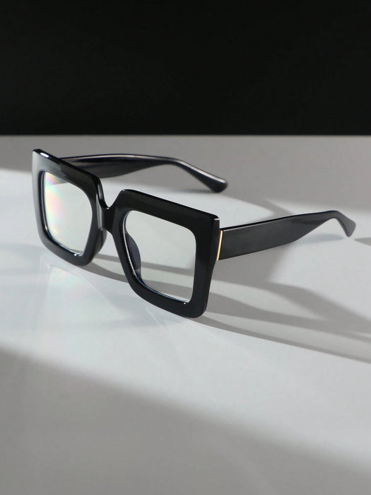 SHEIN 1 par de gafas de mujer con montura cuadrada de plástico negro - Quierox - Tienda Online