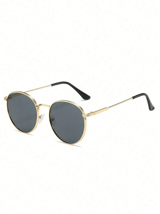 SHEIN 1 par de gafas de sol unisex con montura redonda retro negra - Quierox - Tienda Online