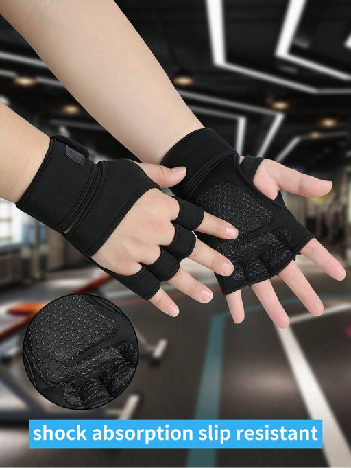 SHEIN 1 par de guantes de entrenamiento en gimnasio con bandas de asistencia - Quierox - Tienda Online