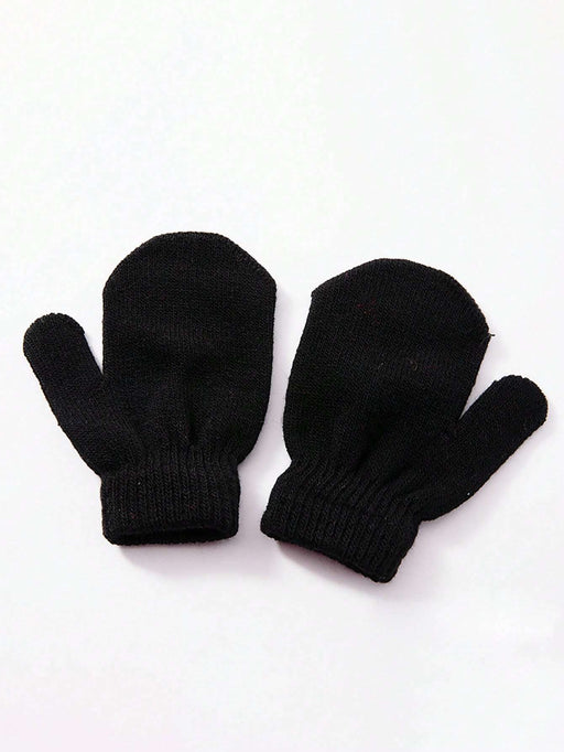 Shein 1 par de guantes de punto lisos para niños, resistentes al frío, informales, versátiles y cálidos para el invierno - Quierox - Tienda Online