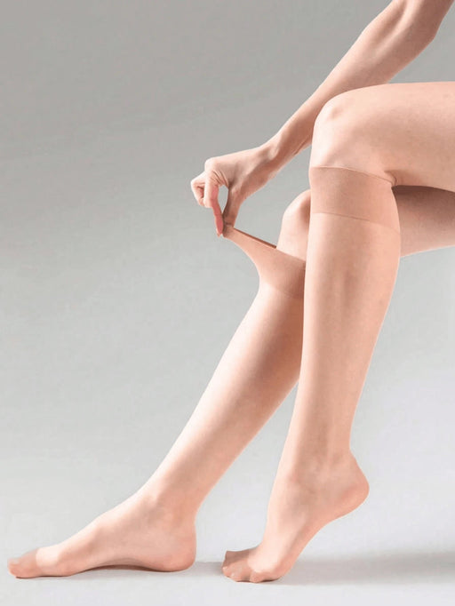 Shein 1 par de Medias nude para mujer 15d, resistentes a las carreras, calcetines hasta la rodilla de hilo central - Quierox - Tienda Online