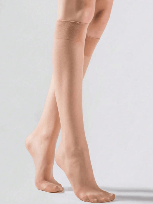 Shein 1 par de Medias nude para mujer 15d, resistentes a las carreras, calcetines hasta la rodilla de hilo central - Quierox - Tienda Online