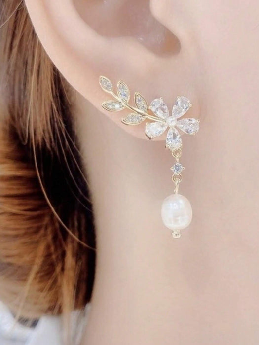 Shein 1 par de pendientes colgantes de hojas y flores - Quierox - Tienda Online