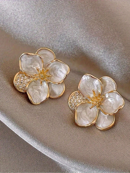 Shein 1 par de pendientes con diseño floral, estilo sencillo y elegante - Quierox - Tienda Online