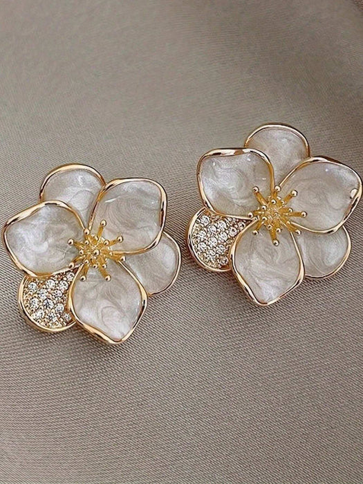 Shein 1 par de pendientes con diseño floral, estilo sencillo y elegante - Quierox - Tienda Online