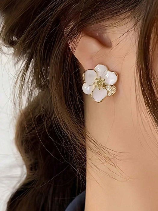 Shein 1 par de pendientes con diseño floral, estilo sencillo y elegante - Quierox - Tienda Online