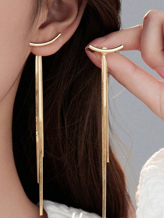 SHEIN 1 par de pendientes creativos con borlas y diseño minimalista de hueso de serpiente para mujer. - Quierox - Tienda Online