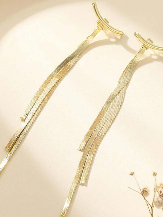SHEIN 1 par de pendientes creativos con borlas y diseño minimalista de hueso de serpiente para mujer. - Quierox - Tienda Online