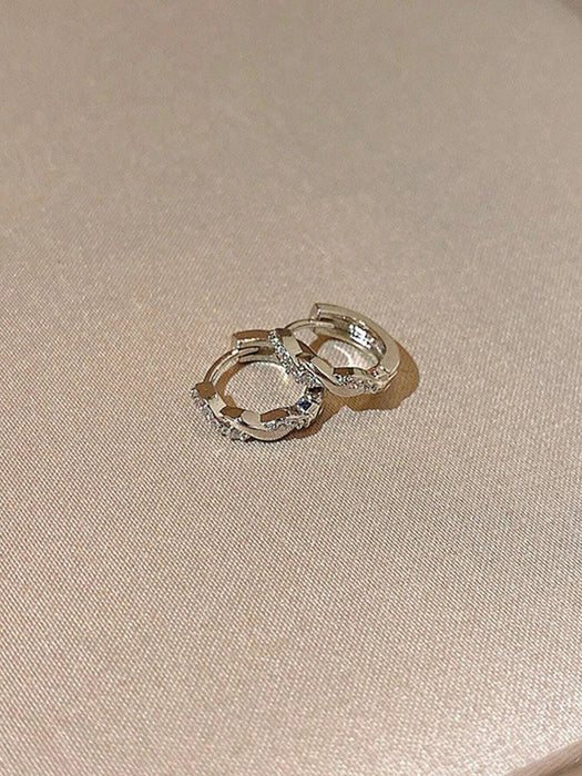 Shein 1 par de pendientes de aro trenzados con microincrustaciones de lujo - Quierox - Tienda Online