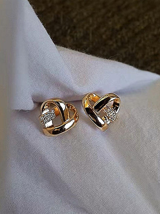 SHEIN 1 par de pendientes de botón con circonita cúbica en forma de corazón - Quierox - Tienda Online