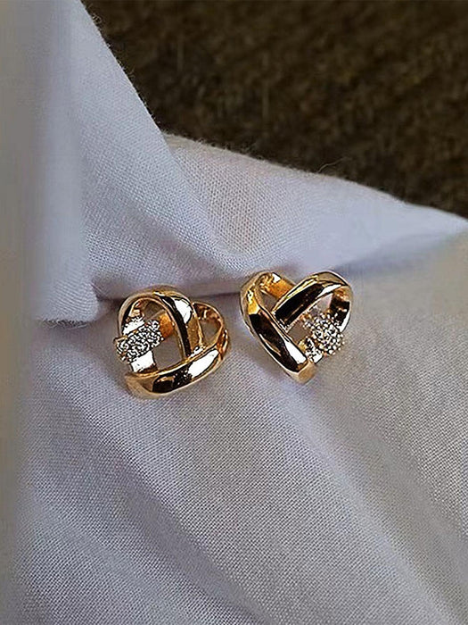 SHEIN 1 par de pendientes de botón con circonita cúbica en forma de corazón - Quierox - Tienda Online
