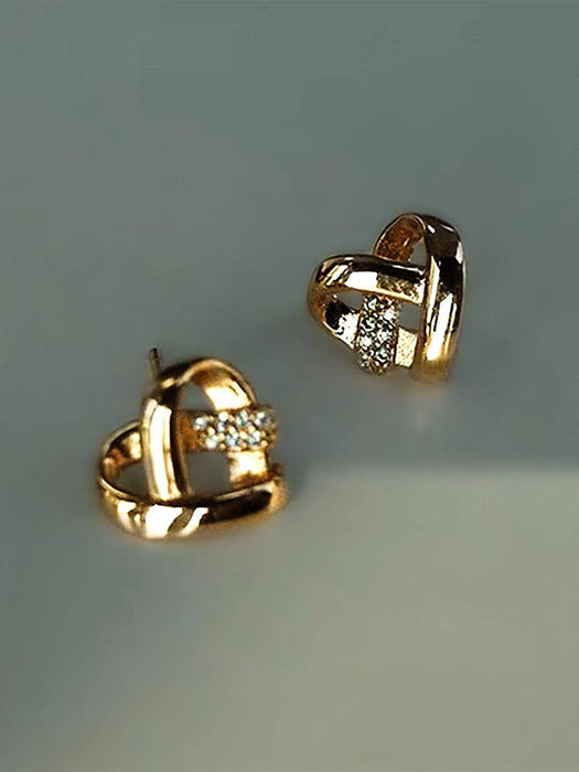 SHEIN 1 par de pendientes de botón con circonita cúbica en forma de corazón - Quierox - Tienda Online