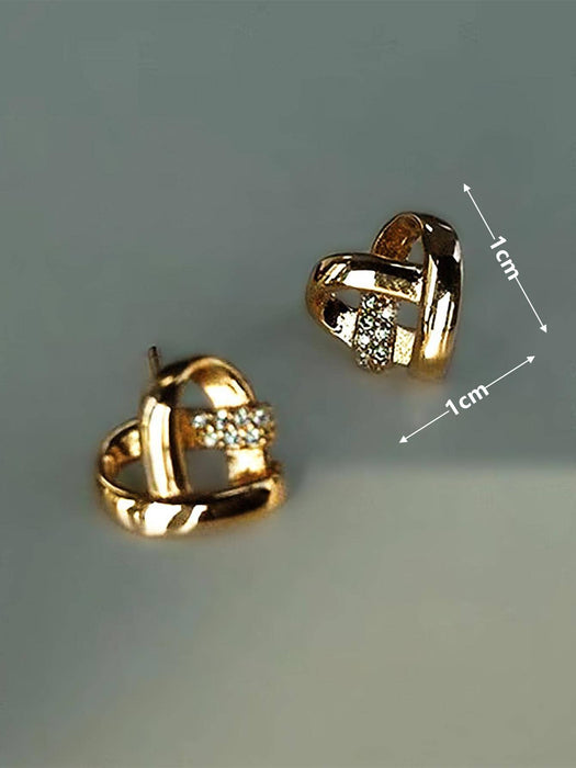 SHEIN 1 par de pendientes de botón con circonita cúbica en forma de corazón - Quierox - Tienda Online