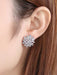 Shein 1 par de pendientes de botón con circonita cúbica en forma de flor para mujer - Quierox - Tienda Online