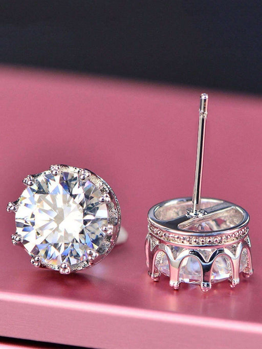 Shein 1 par de pendientes de botón con decoración de circonita cúbica de cobre a la moda - Quierox - Tienda Online