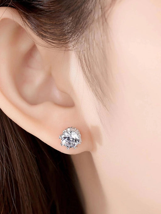 Shein 1 par de pendientes de botón con decoración de circonita cúbica de cobre a la moda - Quierox - Tienda Online