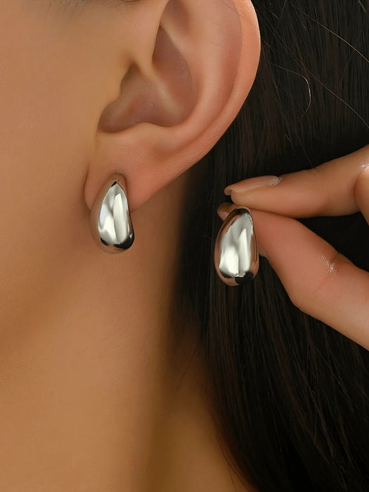 SHEIN 1 par de pendientes de botón ovalados sencillos y modernos para mujer, clásicos - Quierox - Tienda Online