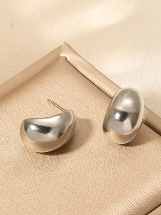 SHEIN 1 par de pendientes de botón ovalados sencillos y modernos para mujer, clásicos - Quierox - Tienda Online