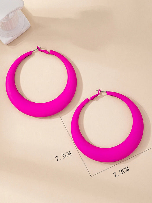 SHEIN 1 par de pendientes de esmalte grandes con estampado hueco para mujer - Quierox - Tienda Online