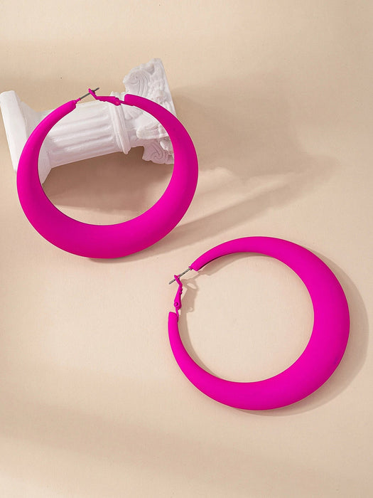 SHEIN 1 par de pendientes de esmalte grandes con estampado hueco para mujer - Quierox - Tienda Online