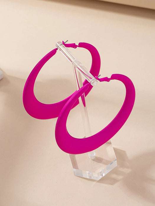 SHEIN 1 par de pendientes de esmalte grandes con estampado hueco para mujer - Quierox - Tienda Online