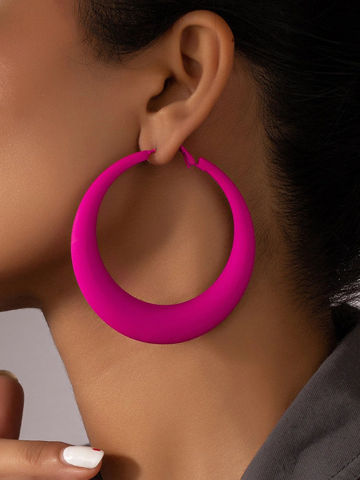 SHEIN 1 par de pendientes de esmalte grandes con estampado hueco para mujer - Quierox - Tienda Online