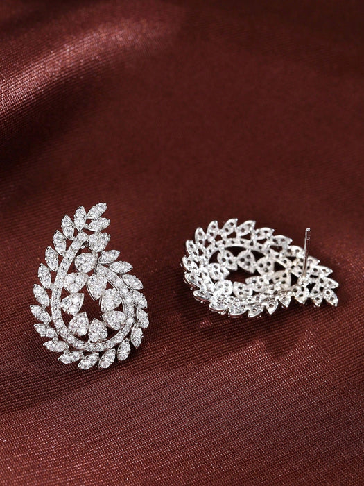 Shein 1 par de pendientes de lujo con circonitas cúbicas en forma de hoja para mujer - Quierox - Tienda Online