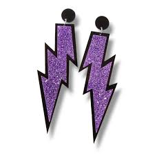 Shein 1 par de pendientes de rayo con diseño geométrico de color purpura de acrílico - Quierox - Tienda Online