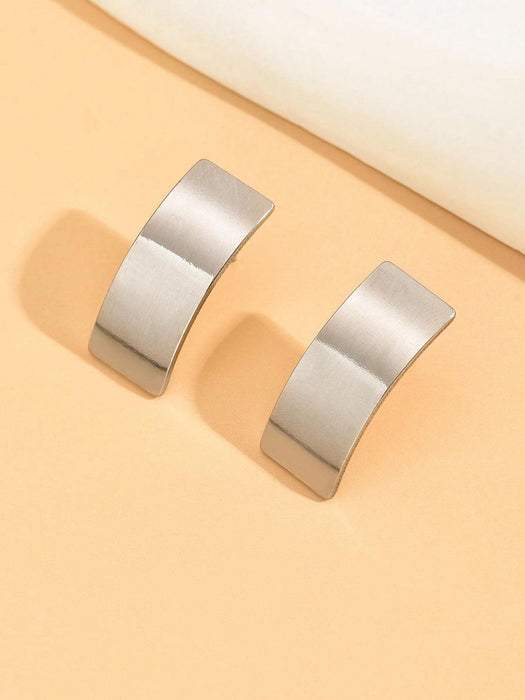 SHEIN 1 par de pendientes metálicos con forma asimétrica de moda - Quierox - Tienda Online