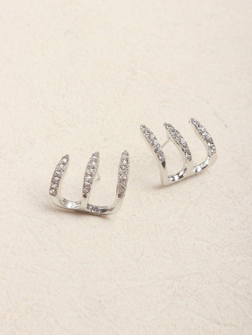 SHEIN 1 par de pendientes minimalistas de triple garra para mujer - Quierox - Tienda Online