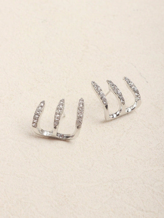 SHEIN 1 par de pendientes minimalistas de triple garra para mujer - Quierox - Tienda Online