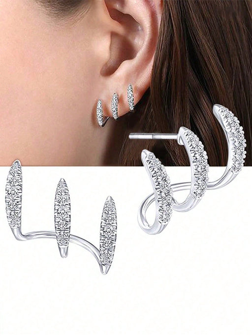 SHEIN 1 par de pendientes minimalistas de triple garra para mujer - Quierox - Tienda Online