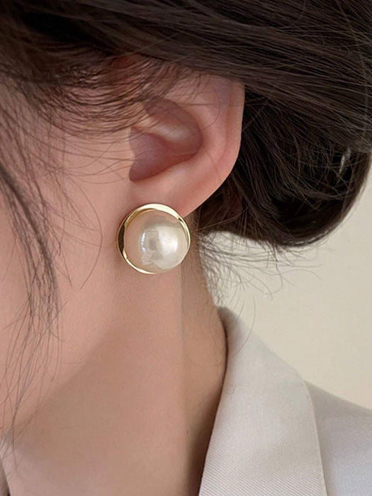 SHEIN 1 par de pendientes minimalistas elegantes de perlas sintéticas - Quierox - Tienda Online