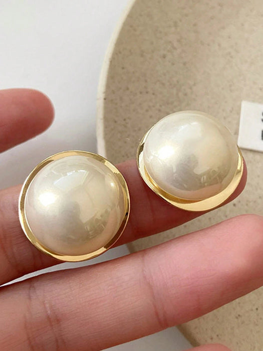 SHEIN 1 par de pendientes minimalistas elegantes de perlas sintéticas - Quierox - Tienda Online