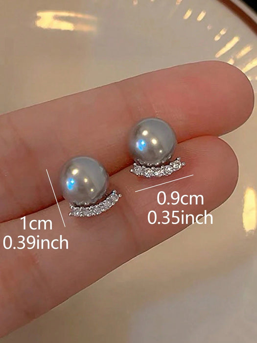 SHEIN 1 par de pendientes minimalistas franceses pequeños y lujosos de perlas sintéticas - Quierox - Tienda Online