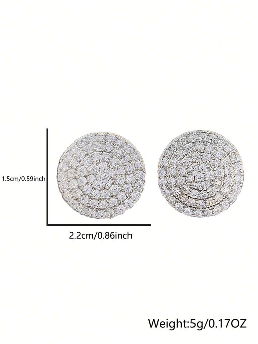 SHEIN 1 par de pendientes redondos de cobre con circonita cúbica - Quierox - Tienda Online