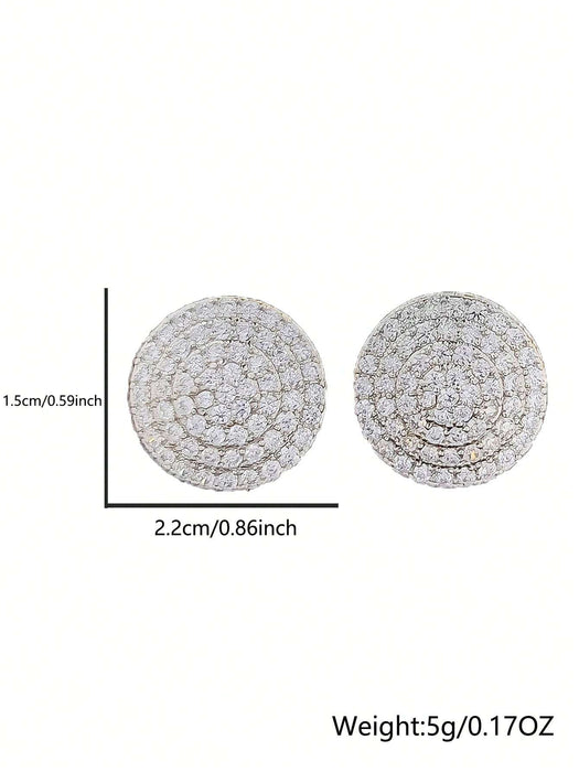 SHEIN 1 par de pendientes redondos de cobre con circonita cúbica - Quierox - Tienda Online