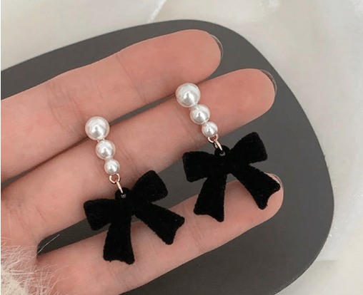 Shein 1 par de pendientes tipo perla de imitación con moño - Quierox - Tienda Online