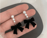 Shein 1 par de pendientes tipo perla de imitación con moño - Quierox - Tienda Online