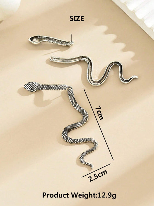 Shein 1 par de pendientes únicos con textura de serpiente minimalistas, delicados y creativos - Quierox - Tienda Online