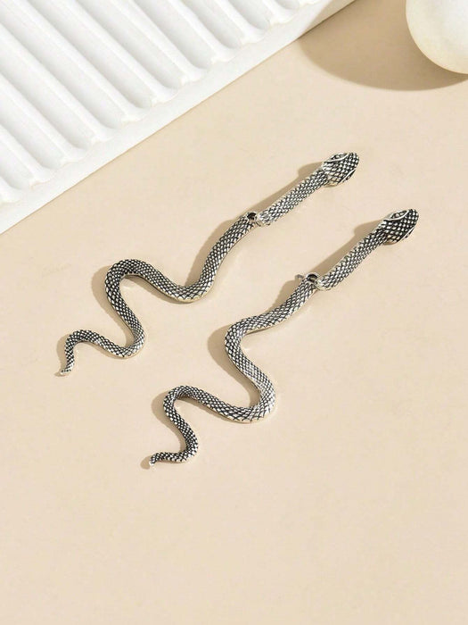 Shein 1 par de pendientes únicos con textura de serpiente minimalistas, delicados y creativos - Quierox - Tienda Online