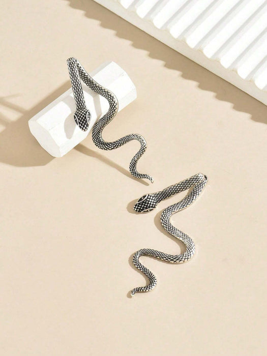 Shein 1 par de pendientes únicos con textura de serpiente minimalistas, delicados y creativos - Quierox - Tienda Online