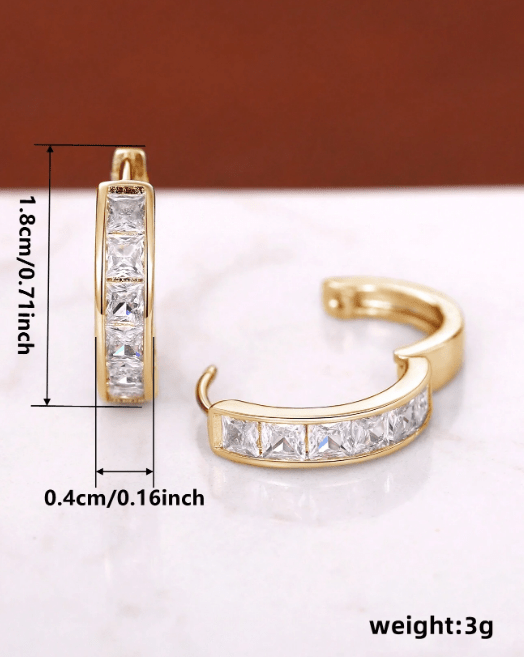 Shein 1 par de preciosos pendientes de aro con circonitas cúbicas - Quierox - Tienda Online