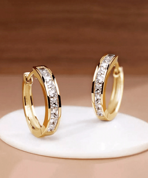 Shein 1 par de preciosos pendientes de aro con circonitas cúbicas - Quierox - Tienda Online